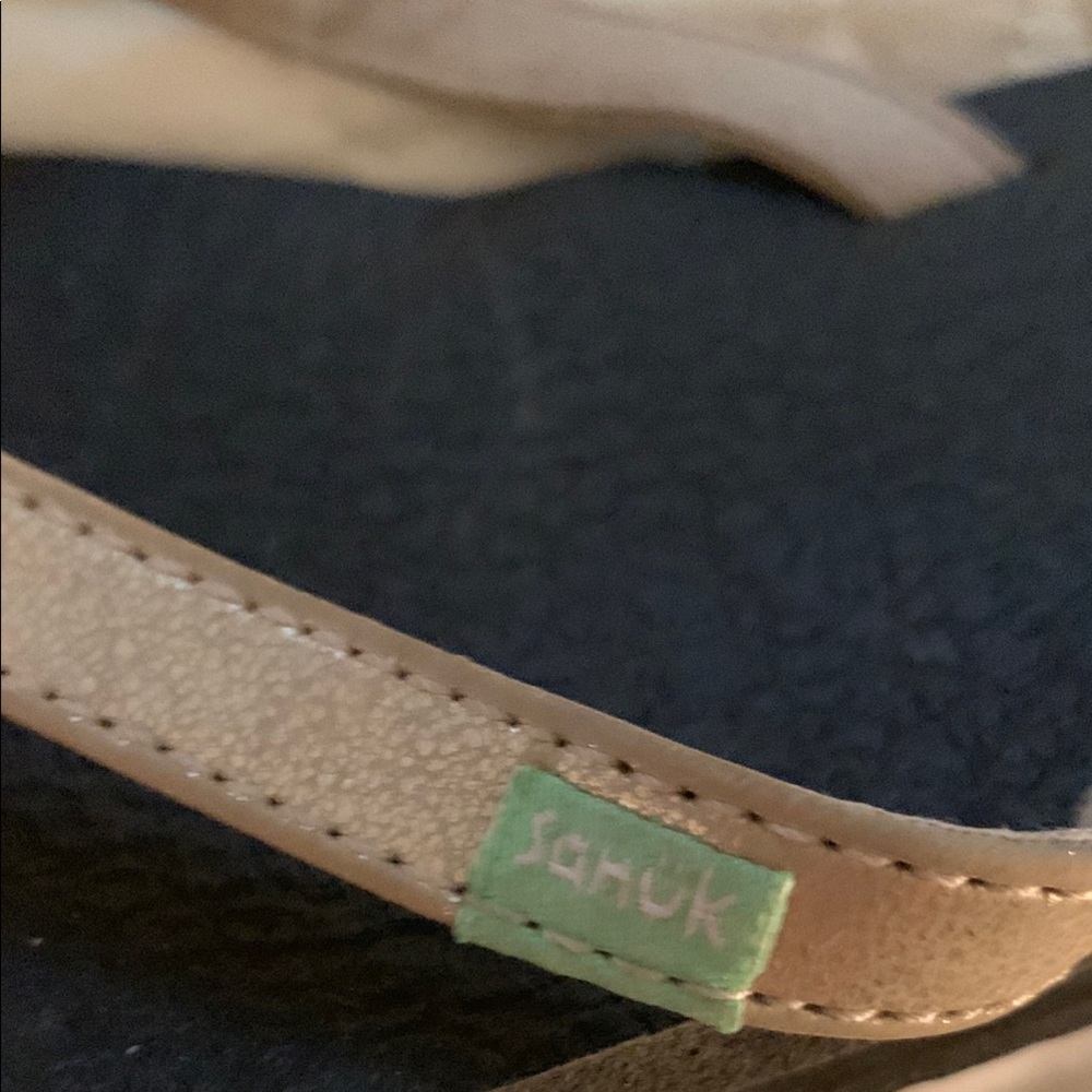 Sanuk Black and gold Sandals with Textured Sole - Picture 4 of 7